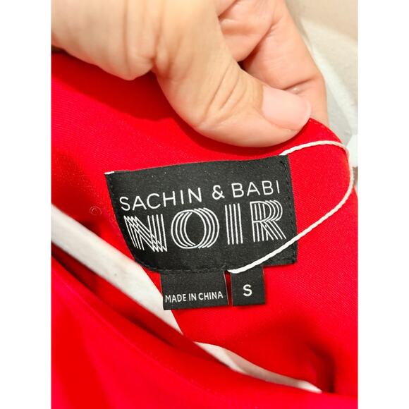 Sachin & Babi Noir One-Shoulder Ruffle Trim Crop Blouse Top Red Women's Size S - Picture 3 of 4